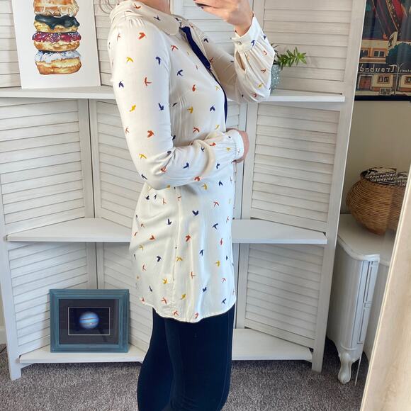 Living Doll long sleeve collared bird tunic top - Picture 3 of 8